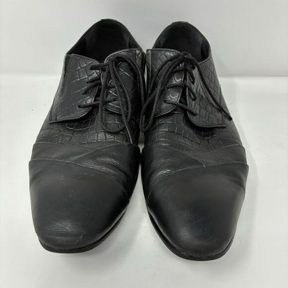 DIVINCH HANDCRAFTED BLACK ALLIGATOR LACE-UP OXFORD SHOES BLUE SOLE EU 42 US 9.5 main image 7